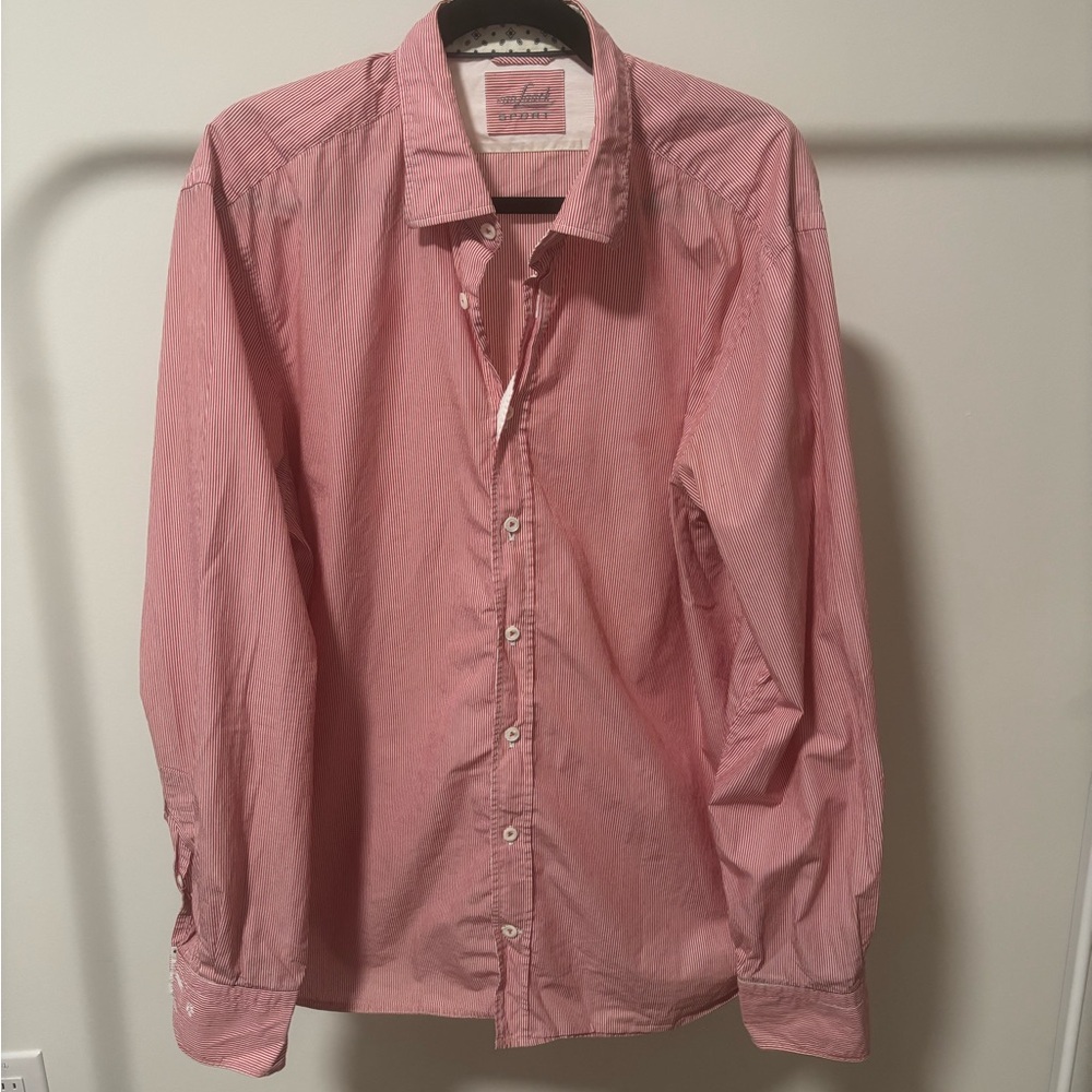 Men's Casual Pink Button-Down Shirt